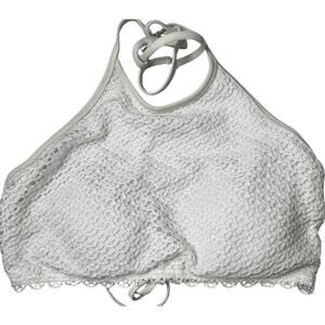 H&M Halterneck White Top Crochet Swim Size 12